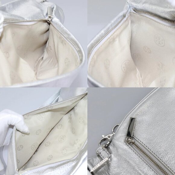 TORY BURCH Shoulder Bag Leather Silver Auth am7733 - Picture 13 of 15